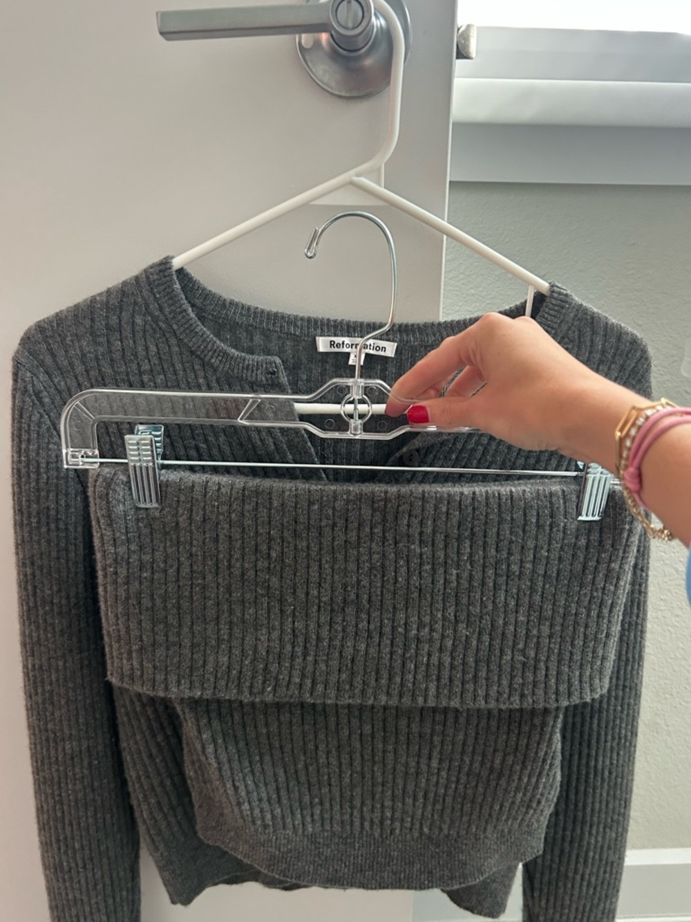 Reformation Charcoal Ribbed Sweater Set